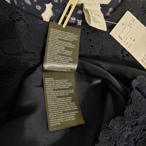 NWT! H&M Blue Lace Floral Embroidered Cap Sleeve Fit & Flare Round Neck Size 6 - Picture 9 of 9